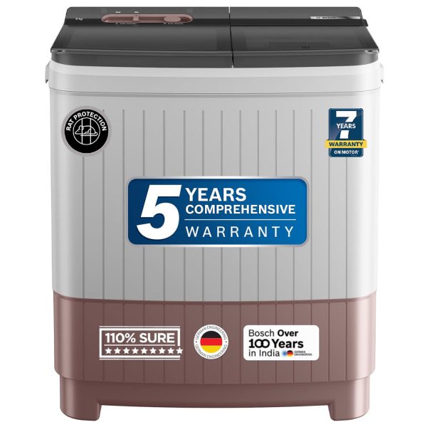 BOSCH WJP904C0IN, 9 kg 5 Star with 1300 High RPM Spin Motor Semi Automatic Top Load Washing Machine, 3 Wash Programs, Anti-Rust Body, Corel Pink