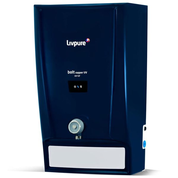 Livpure Bolt Copper UV, 7 Litre Storage Water Purifier with UV+UF+Copper, Suitable for Municipal Water and Spill Proof Tap, Blue
