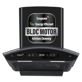 Livpure Swirl, 60CM Curved Kitchen Chimney with Powerful Suction of 1400, Filter-less Technology and LED Lamp, Black