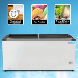Icemake IGT450, 2 In 1 Convertible 400 Litre Glass Top Double Door Deep Freezer With Manual Defrost, White