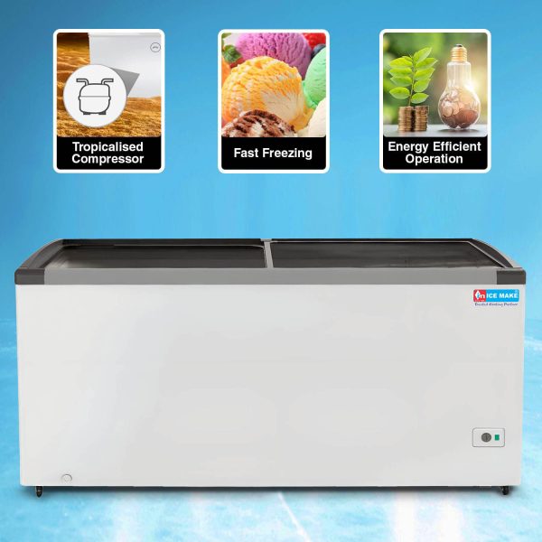 Icemake IGT450, 2 In 1 Convertible 400 Litre Glass Top Double Door Deep Freezer With Manual Defrost, White