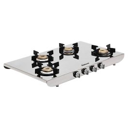Sunflame SSH 2M, 4 Burner Stainless Steel Gas Stove, High Gloss Mirror-Finish Design, Durable Forged Brass Burners, Sturdy Pan Support, 5-Year Coverage on Burners, SS Body & Valve, Silver