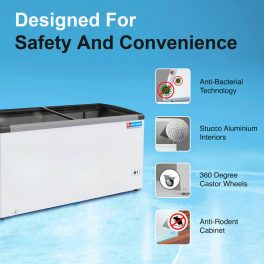 Icemake IGT450, 2 In 1 Convertible 400 Litre Glass Top Double Door Deep Freezer With Manual Defrost, White