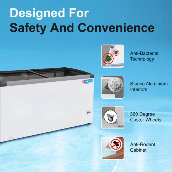 Icemake IGT450, 2 In 1 Convertible 400 Litre Glass Top Double Door Deep Freezer With Manual Defrost, White