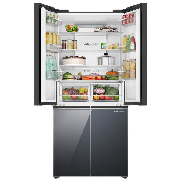 Haier HRB-600MGU1, 520 L 3 Star, Lumiere Series Wi-Fi enabled 4-Door Side by Side frost free Refrigerator with 85% Convertible Fridge & Expert Inverter Technology, Colourful Display Panel, Mirror Glass