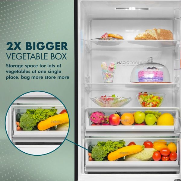 Haier HRB-3753PMG-P, 325 Litres 3 Star 14-in-1 Convertible Triple Inverter & Dual Fan Technology, with Display Frost Free Double Door Bottom Mount Refrigerator, Mirror Glass
