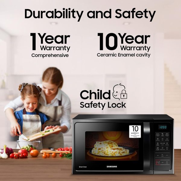 Samsung MC28A5013AK/TL, 28 Litre Convection Microwave Oven with Curd Making, Defrost (Power Mode), 10 Year warranty, Black