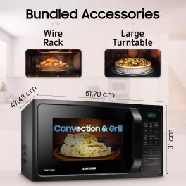 Samsung MC28A5013AK/TL, 28 Litre Convection Microwave Oven with Curd Making, Defrost (Power Mode), 10 Year warranty, Black