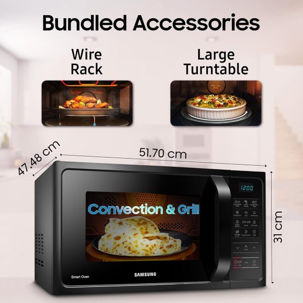 Samsung MC28A5013AK/TL, 28 Litre Convection Microwave Oven with Curd Making, Defrost (Power Mode), 10 Year warranty, Black