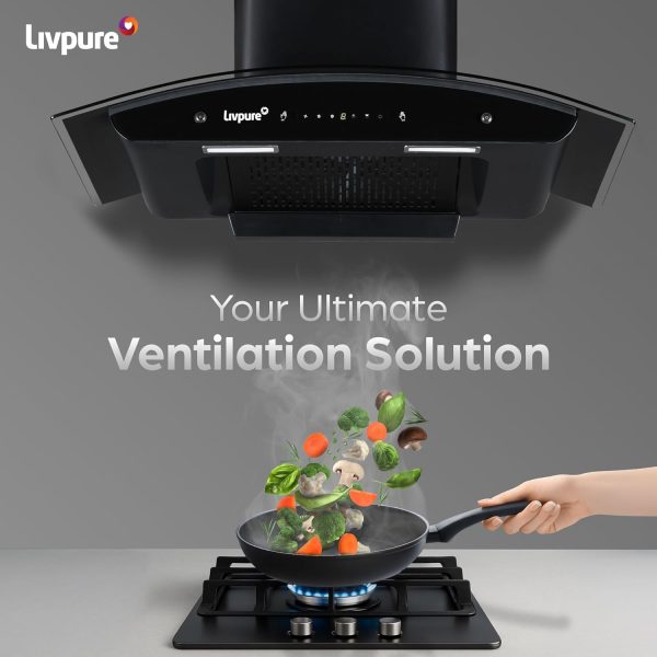 Livpure Ador 60, 60CM Filter-less Chimney with Thermal Auto Clean, Motion Sensor and Powerful Suction of 1450, Black