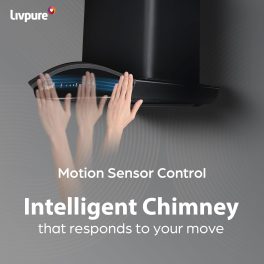 Livpure Ador 60, 60CM Filter-less Chimney with Thermal Auto Clean, Motion Sensor and Powerful Suction of 1450, Black