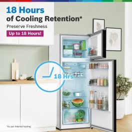 Bosch 269L 2 Star Inverter Frost free Double Door Refrigerator [CTN29K22NI], Black Pearl