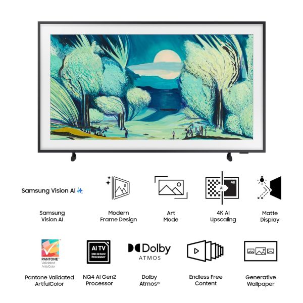 SAMSUNG QA55LS03FAAUL, The Frame Series 138 cm 55 inch QLED 4K Ultra HD Tizen TV with Built-in Alexa Voice Assistant, Black