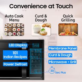 Samsung MC28A5013AK/TL, 28 Litre Convection Microwave Oven with Curd Making, Defrost (Power Mode), 10 Year warranty, Black