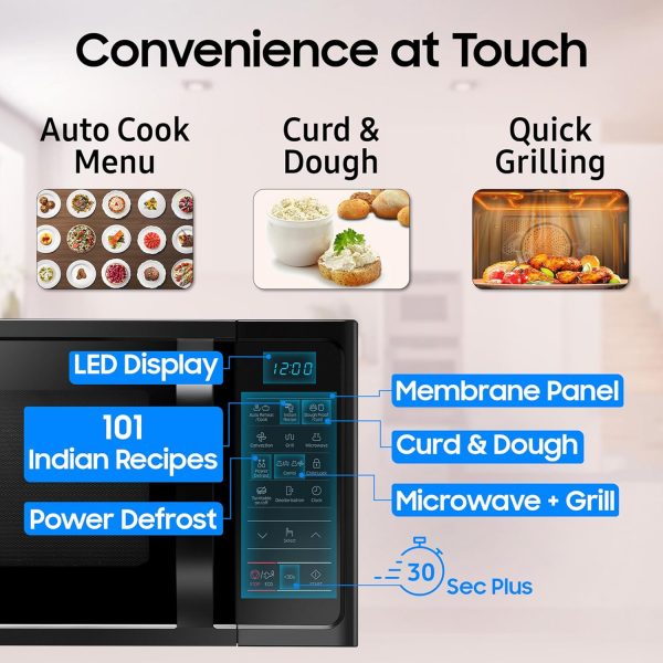Samsung MC28A5013AK/TL, 28 Litre Convection Microwave Oven with Curd Making, Defrost (Power Mode), 10 Year warranty, Black