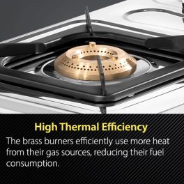 Sunflame Shakti DX, 2 Burner Stainless Steel Gas Stove, Durable Forged Brass Burners, Sturdy Pan Support, 5-Year Coverage on Burners, SS Body & Valve, Stainless Steel