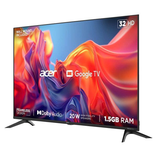 Acer AR32GT2841HDFL, 80cm (32 inch) G Series HD Ready LED Smart Google TV with 1.5GB RAM, Dolby Audio, Chromecast built-in, Bezel Less Design, Black