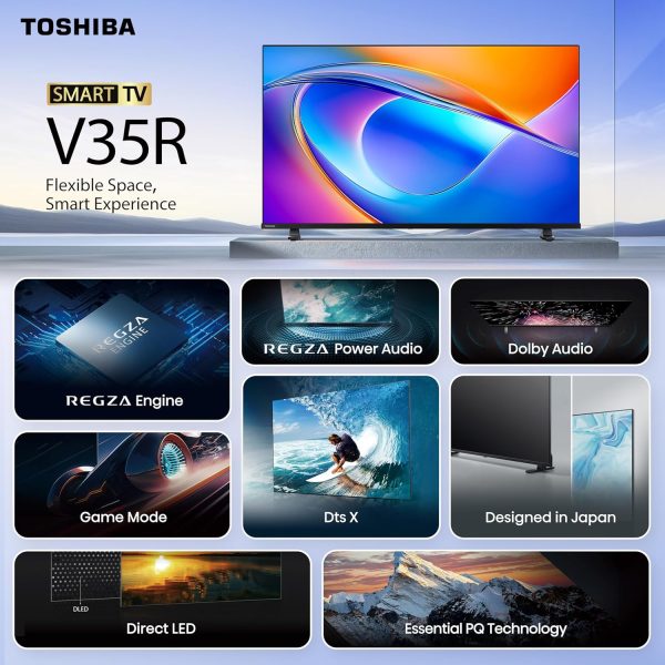TOSHIBA 40V35RP, 100 cm (40 inches) V Series Full HD Smart LED TV, Bezel Less Design With REGZA Engine, Dual Band Wifi, Dolby Audio , Black
