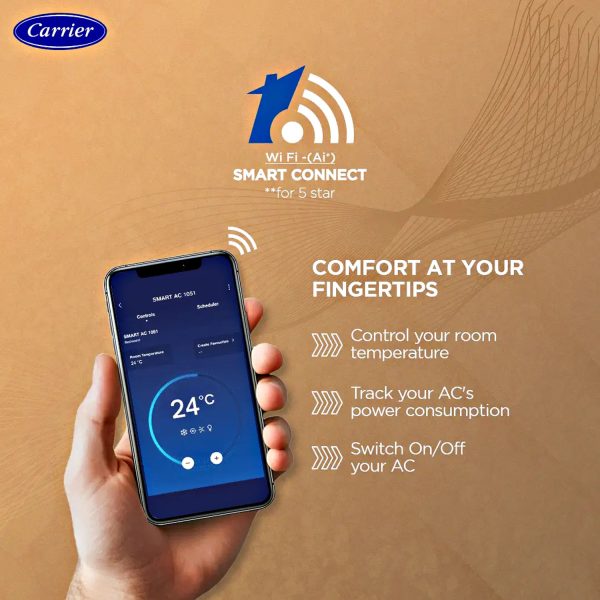 Carrier XPERT LUMO Fxi, 1.5 Ton 5 Star 6 in 1 Convertible Inverter Split Smart AC with Wi-Fi Supported, Copper Condenser, White