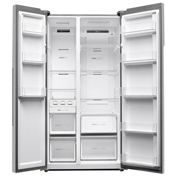 Haier HES-690GK, 596 Litre 3 Star Side-by-Side Refrigerator with 100% Convertible Fridge Space and Expert Inverter Technology, Graphite Black