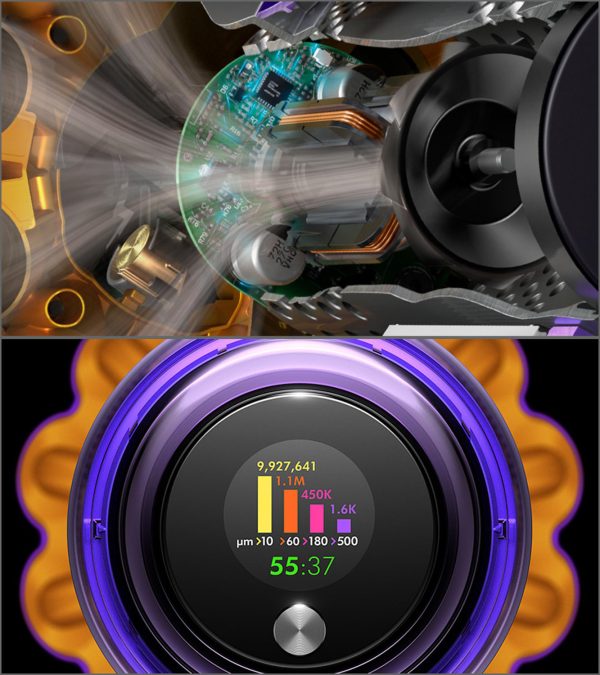 Dyson V15Absolute, Cord Less Vacuum Cleaner with LCD Screen, Up-To 60 Minutes Run Time, Transforms into handheld and no-touch bin emptying, Yellow