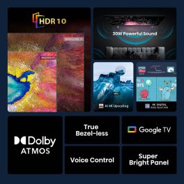 TOSHIBA 43E350RP, 108cm (43 inches) 4K Ultra HD LED Smart Google TV, Bezel Less Design With REGZA ZR Engine, AI Picture Optimizer, AI 4K Upscaling, Wifi, Dolby Atmos, 30W Powerful Sound, HDR 10, Silver