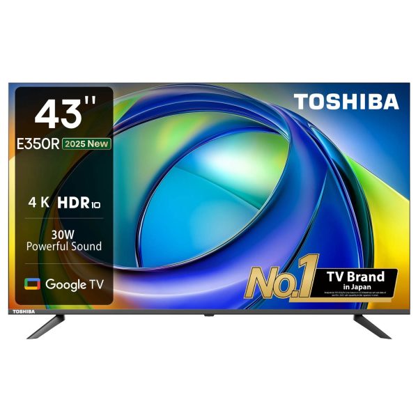 TOSHIBA 43E350RP, 108cm (43 inches) 4K Ultra HD LED Smart Google TV, Bezel Less Design With REGZA ZR Engine, AI Picture Optimizer, AI 4K Upscaling, Wifi, Dolby Atmos, 30W Powerful Sound, HDR 10, Silver