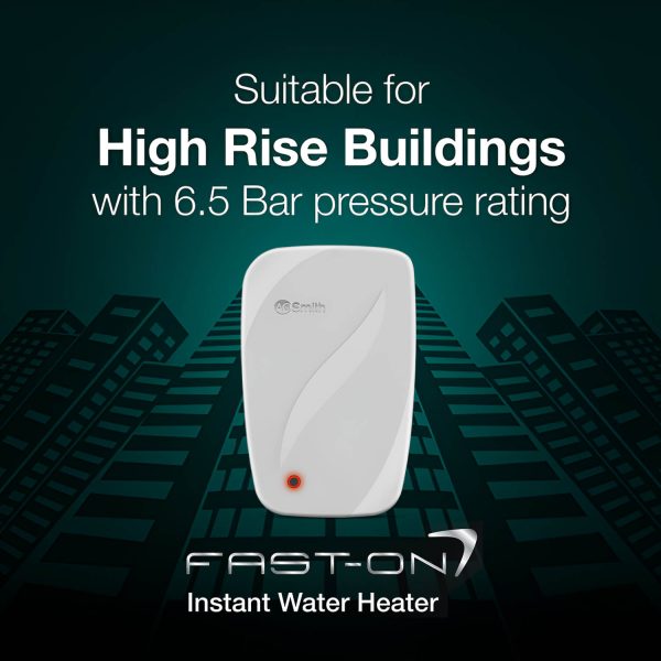 AO Smith Fast-on, 5 Litre Instant Water Heater with 6.5 Bar Pressure and 5 Year Tank Warranty, White