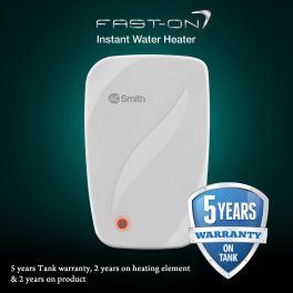 AO Smith Fast-on, 5 Litre Instant Water Heater with 6.5 Bar Pressure and 5 Year Tank Warranty, White