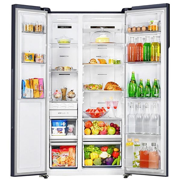 Haier HES-690GK, 596 Litre 3 Star Side-by-Side Refrigerator with 100% Convertible Fridge Space and Expert Inverter Technology, Graphite Black
