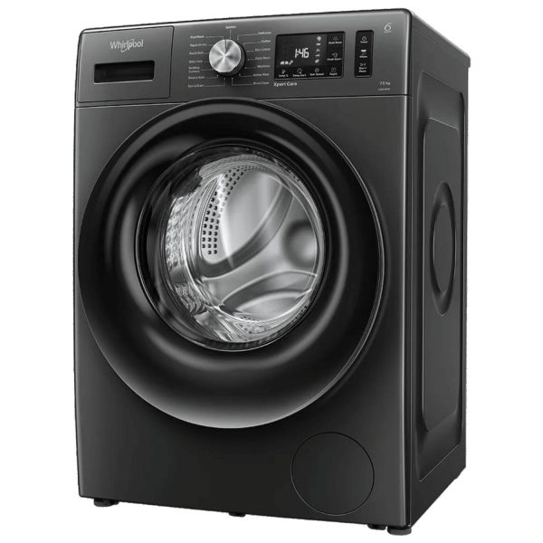 Whirlpool XS7512BWME, Xpert Care 7.5 kg 1200 RPM 5 Star Inverter Fully-Automatic Front Load Washing Machine with Ozone Air Refresh Technology & Built-in-Heater and Steam Wash, Midnight Grey