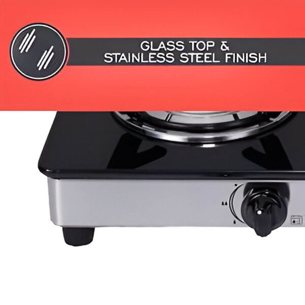 Elica 694 CT DT VETRO, Glass CookTop 4 Burner Gas Stove with Double Drip Tray, Round Euro Coated Grid, Silver Steel