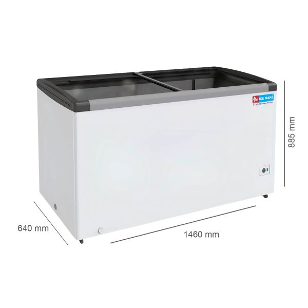 Icemake IGT450, 2 In 1 Convertible 400 Litre Glass Top Double Door Deep Freezer With Manual Defrost, White