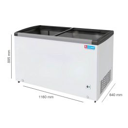 Icemake IGT350, 300 Litre Double Door Glass Top Deep Freezer with 3 Year Compressor Warranty, White