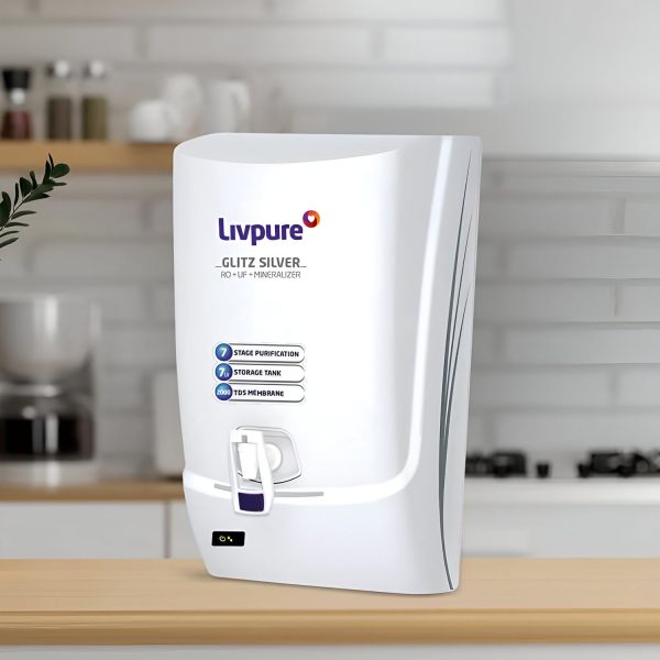 Livpure Glitz Silver, RO+UF+Mineralizer Water Purifier with 7 Litre Storage and 7 Stage of Purification, White
