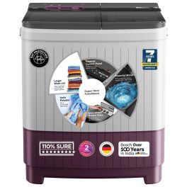 BOSCH WJP802V0IN, 8 kg 5 Star with 1300 High RPM Spin Motor Semi Automatic Top Load Washing Machine,3 Wash Programs, Anti-Rust Body, Wine