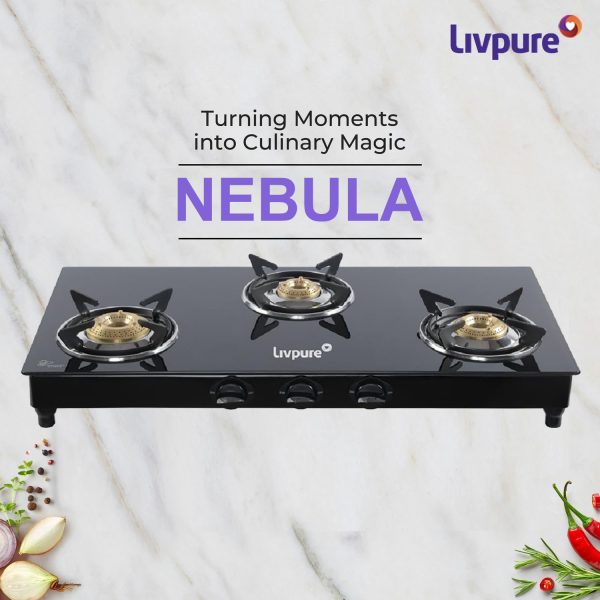 LIVPURE NEBULA-3B GAS COOKTOP 3 BURNER