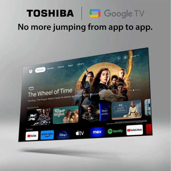 TOSHIBA 43E38RP, 108cm (43 inch) QLED Full HD Smart Google TV 2025 Edition with 30W Powerful Sound, Dolby Audio, Apple Airplay, Quantum Dot Colour, Bezel Less Design, Super Bright Panel, Silver