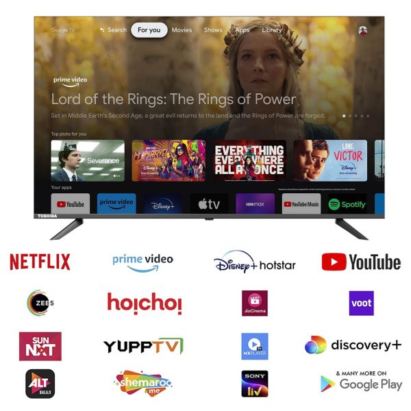 TOSHIBA 43E38RP, 108cm (43 inch) QLED Full HD Smart Google TV 2025 Edition with 30W Powerful Sound, Dolby Audio, Apple Airplay, Quantum Dot Colour, Bezel Less Design, Super Bright Panel, Silver