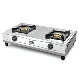 Sunflame Shakti DX, 2 Burner Stainless Steel Gas Stove, Durable Forged Brass Burners, Sturdy Pan Support, 5-Year Coverage on Burners, SS Body & Valve, Stainless Steel