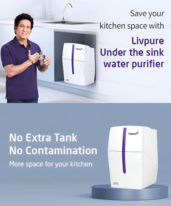 Livpure Stealth Under Counter Water Purifier, RO+UV 6 Stage Purification Technology, 7L Storage Tank, Sleek & Compact Design, White