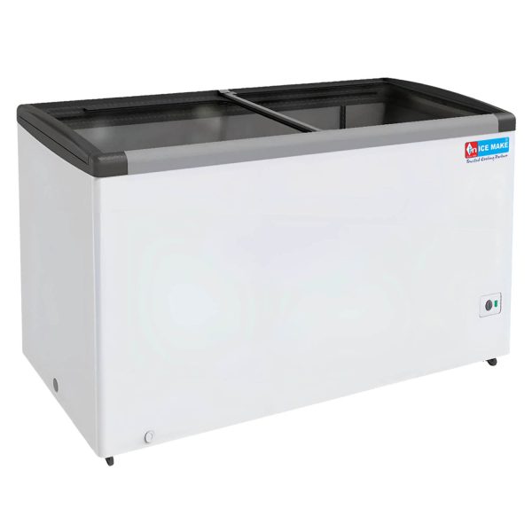 Icemake IGT350, 300 Litre Double Door Glass Top Deep Freezer with 3 Year Compressor Warranty, White