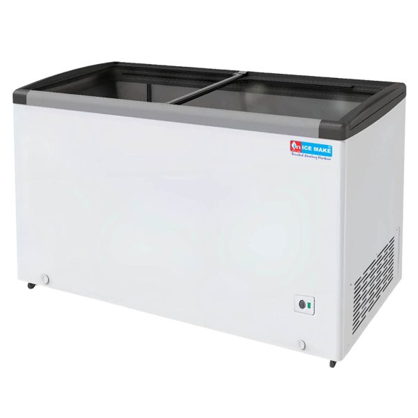 Icemake IGT350, 300 Litre Double Door Glass Top Deep Freezer with 3 Year Compressor Warranty, White