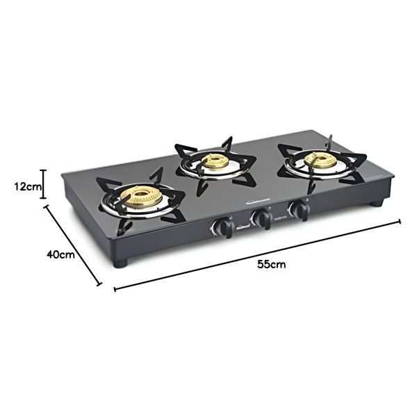 Sunflame, LPG Stove Prime XL SS, 3 Brass Burner