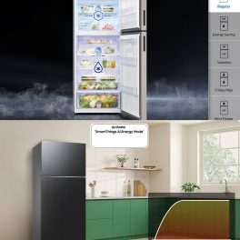 Samsung 530L 5-in-1 Convertible Double Door Refrigerator, Twin Cooling, Wi-Fi Enabled, AI Energy Mode, Digital Inverter Compressor, Black Matt, RT56DG7A6AB1TL