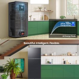 Samsung 530L 5-in-1 Convertible Double Door Refrigerator, Twin Cooling, Wi-Fi Enabled, AI Energy Mode, Digital Inverter Compressor, Black Matt, RT56DG7A6AB1TL