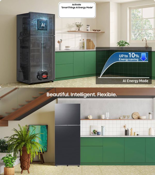 Samsung 530L 5-in-1 Convertible Double Door Refrigerator, Twin Cooling, Wi-Fi Enabled, AI Energy Mode, Digital Inverter Compressor, Black Matt, RT56DG7A6AB1TL