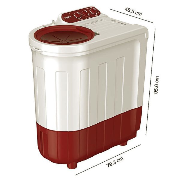 Whirlpool 7.5 Kg 5 Star Ace Supreme Semi-Automatic Top Loading Washing Machine, Fast Drying, Coral Red, ACE 7.5 SUPREME PLUS