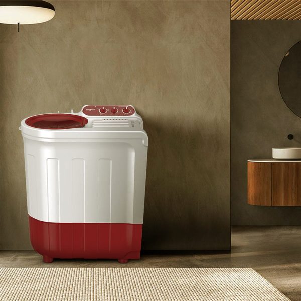 Whirlpool 7.5 Kg 5 Star Ace Supreme Semi-Automatic Top Loading Washing Machine, Fast Drying, Coral Red, ACE 7.5 SUPREME PLUS