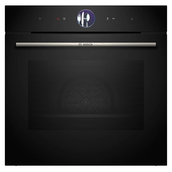Bosch HSG7361B1, Series 8 Smart Built-in Oven, 60 x 60 cm,Black, Dirt-Repellent & Self-Cleaning, Air Fry, Bosch Assist Automatic, 3D Hot Air, Colour Touch Screen & Operating Ring, Black